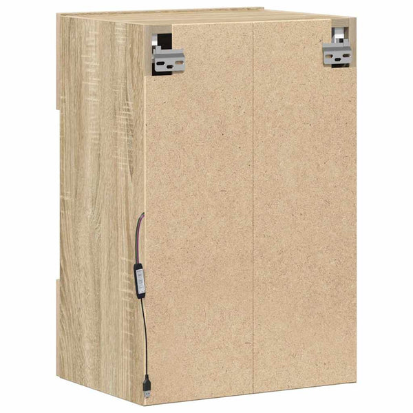 Wandschränke mit LED für TV Sonoma-Eiche 2er Set