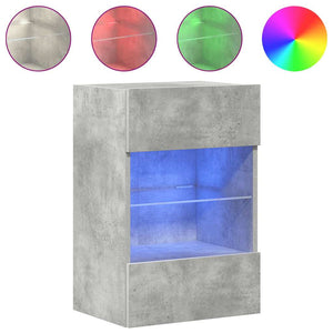 Wandschränke mit LED-Leuchten, 2er-Set, Betongrau