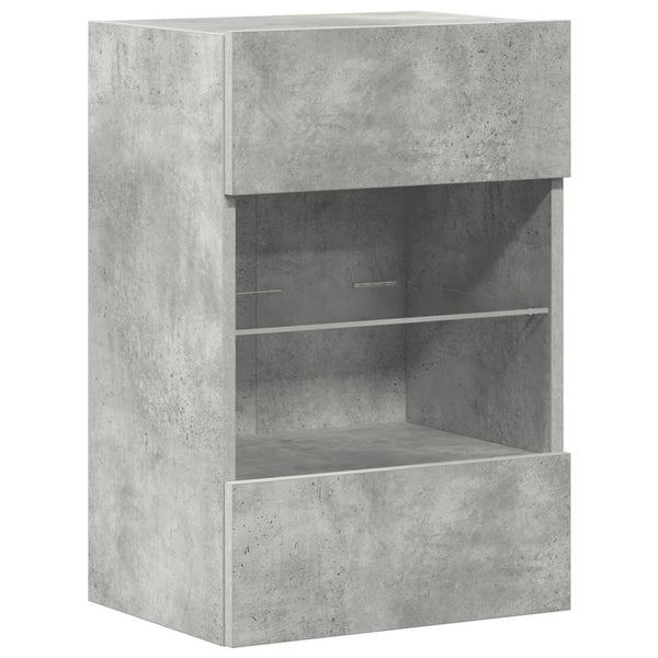 Wandschränke mit LED-Leuchten, 2er-Set, Betongrau