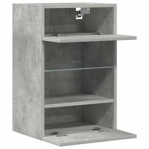Wandschränke mit LED-Leuchten, 2er-Set, Betongrau