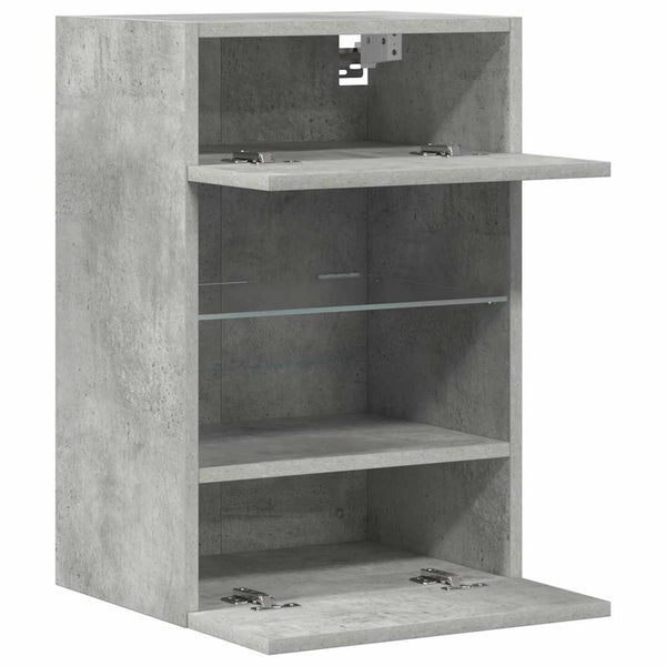 Wandschränke mit LED-Leuchten, 2er-Set, Betongrau