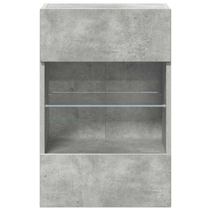 Wandschränke mit LED-Leuchten, 2er-Set, Betongrau