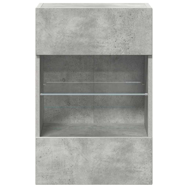 Wandschränke mit LED-Leuchten, 2er-Set, Betongrau