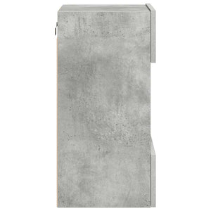 Wandschränke mit LED-Leuchten, 2er-Set, Betongrau