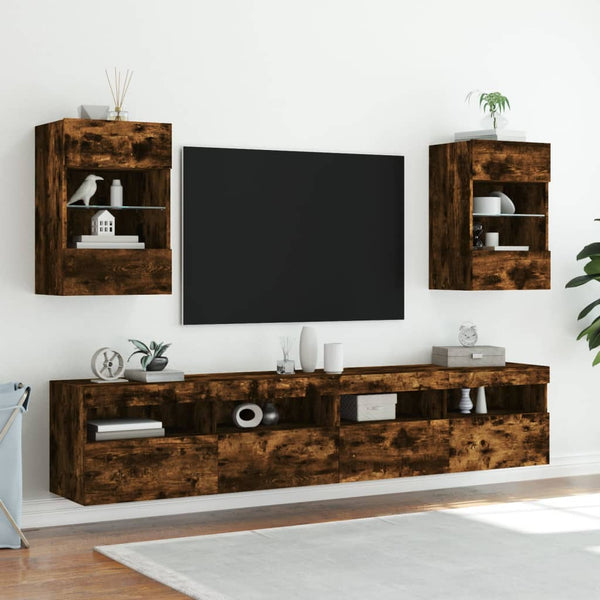 TV-Wandschrank Räuchereiche mit LED 40cm