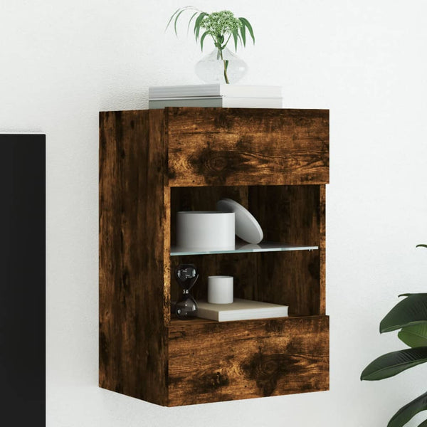 TV-Wandschrank Räuchereiche mit LED 40cm