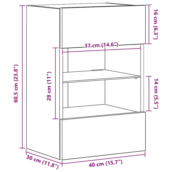 Wandschränke mit LED für TV Räuchereiche, 2er-Set