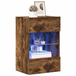 Wandschränke mit LED für TV Räuchereiche, 2er-Set