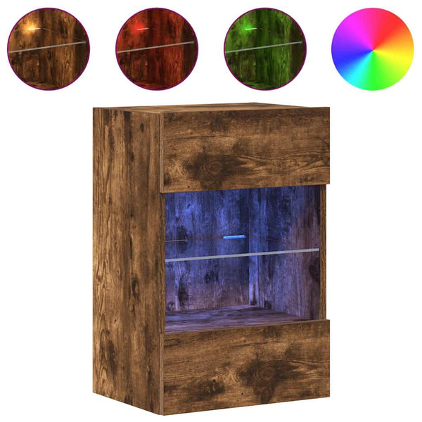 Wandschränke mit LED für TV Räuchereiche, 2er-Set