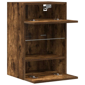 Wandschränke mit LED für TV Räuchereiche, 2er-Set