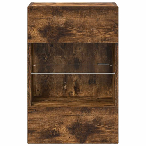 Wandschränke mit LED für TV Räuchereiche, 2er-Set