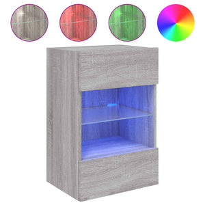TV-Wandschrank mit LED Grau Sonoma
