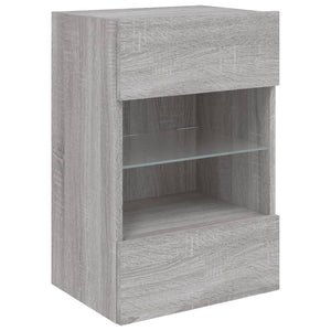 TV-Wandschrank mit LED Grau Sonoma