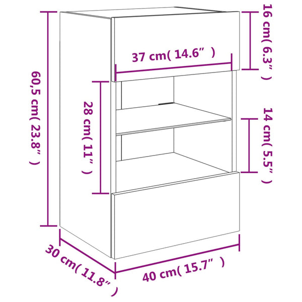 TV-Wandschrank mit LED Grau Sonoma