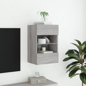 TV-Wandschrank mit LED Grau Sonoma