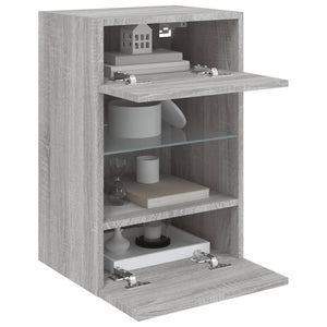 TV-Wandschrank mit LED Grau Sonoma