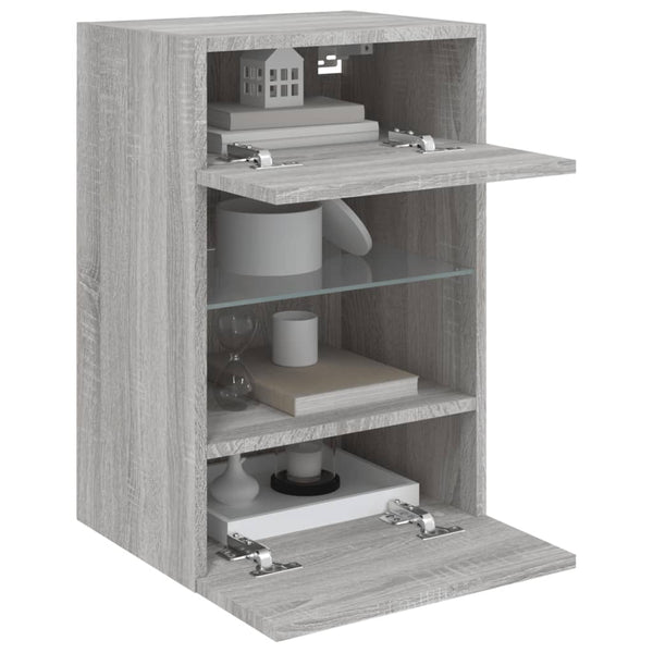 TV-Wandschrank mit LED Grau Sonoma