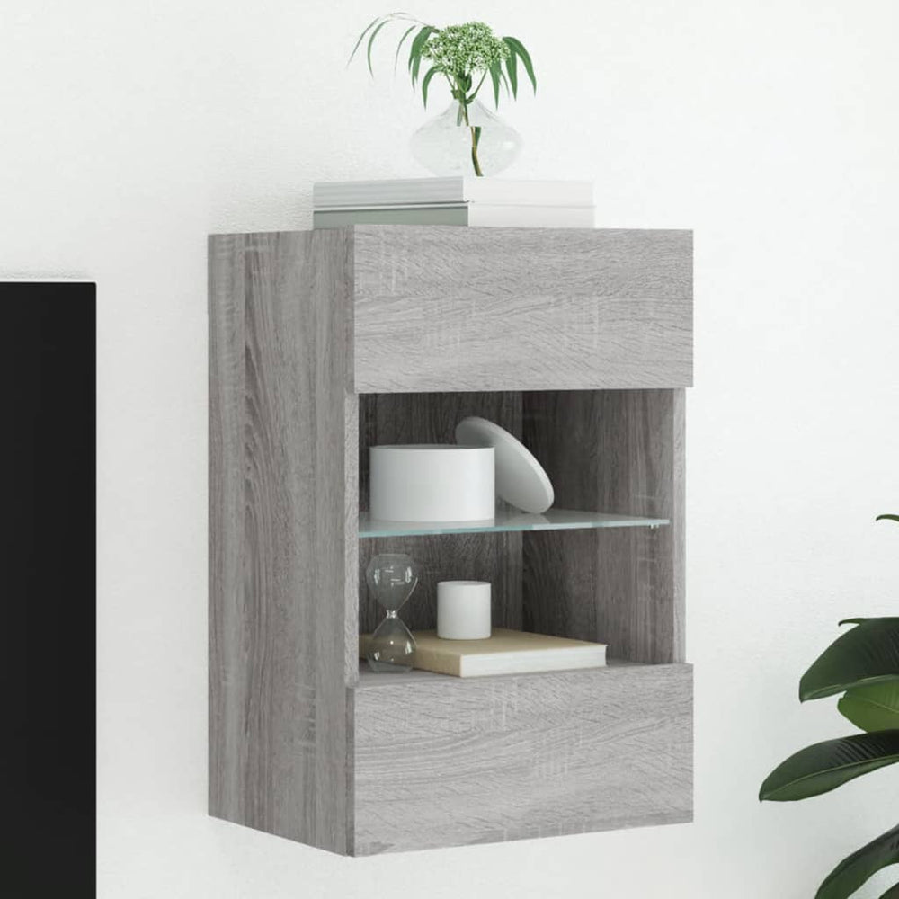 TV-Wandschrank mit LED Grau Sonoma