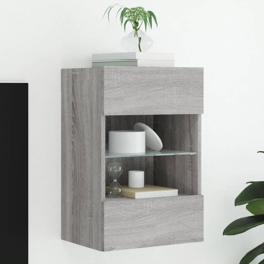 TV-Wandschrank mit LED Grau Sonoma