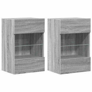 Wandschränke mit LED für TV, 2er-Set Grau Sonoma