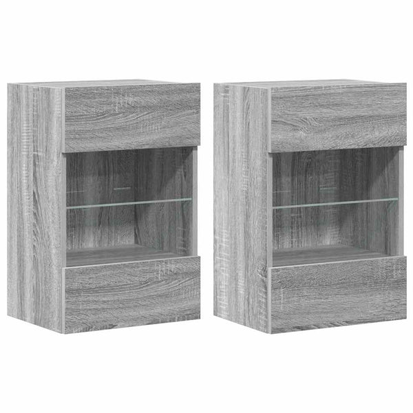 Wandschränke mit LED für TV, 2er-Set Grau Sonoma
