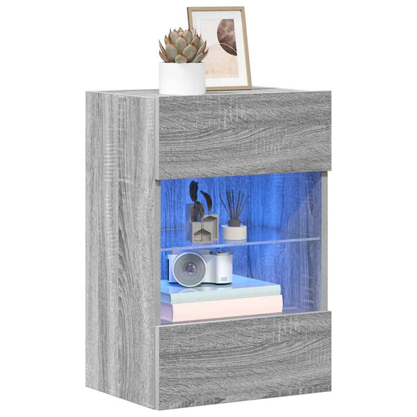 Wandschränke mit LED für TV, 2er-Set Grau Sonoma