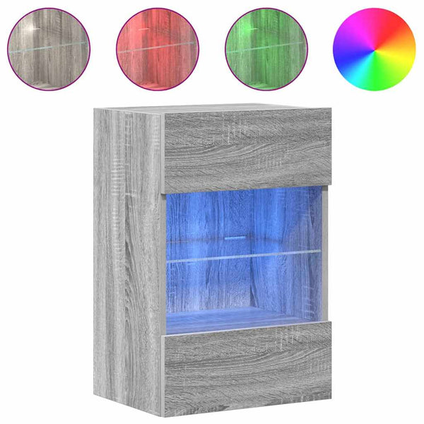 Wandschränke mit LED für TV, 2er-Set Grau Sonoma