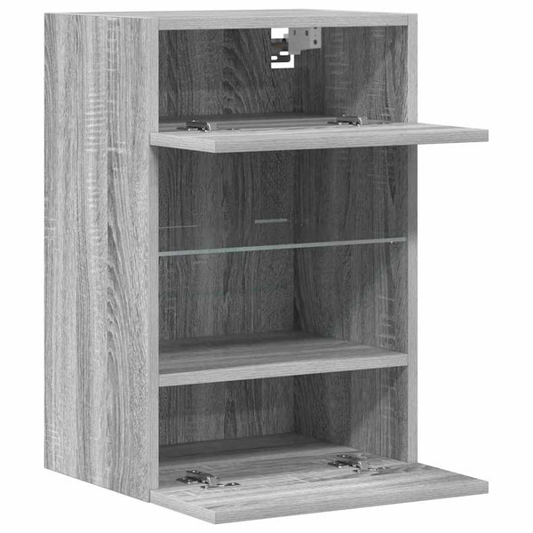 Wandschränke mit LED für TV, 2er-Set Grau Sonoma