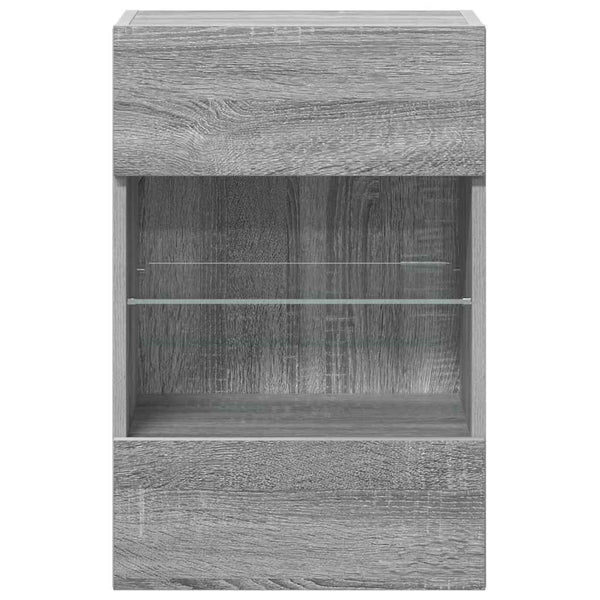 Wandschränke mit LED für TV, 2er-Set Grau Sonoma