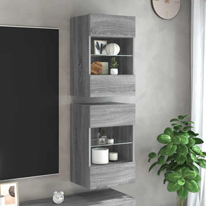 Wandschränke mit LED für TV, 2er-Set Grau Sonoma