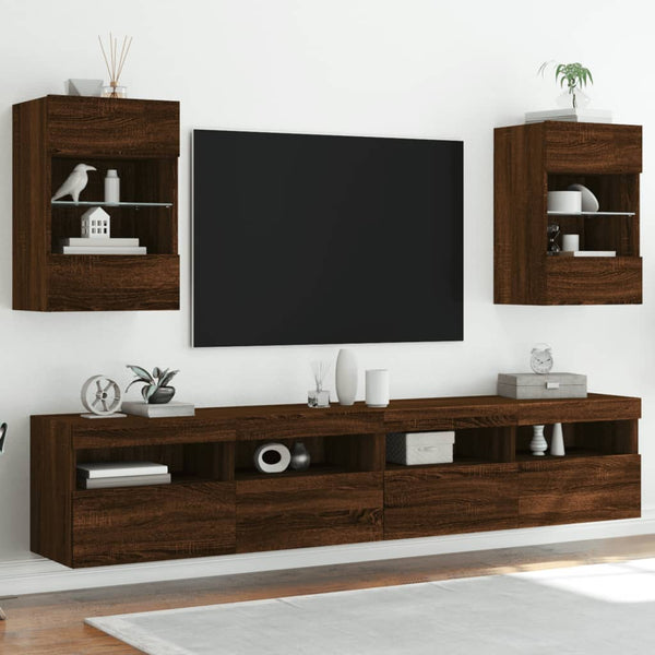 TV-Wandschrank mit LED Eichenoptik