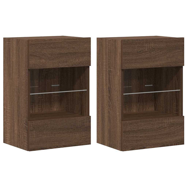 TV Wandschränke mit LED Braun Eiche 2er Set