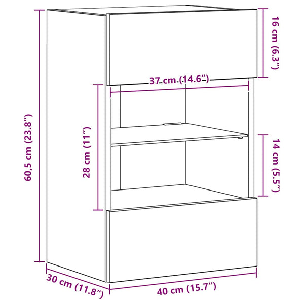 TV Wandschränke mit LED Braun Eiche 2er Set