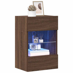 TV Wandschränke mit LED Braun Eiche 2er Set