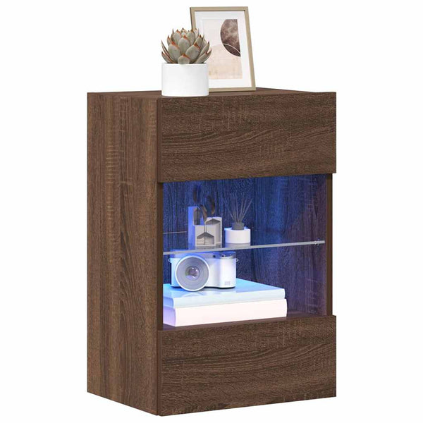 TV Wandschränke mit LED Braun Eiche 2er Set