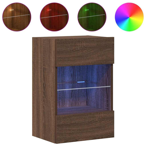 TV Wandschränke mit LED Braun Eiche 2er Set