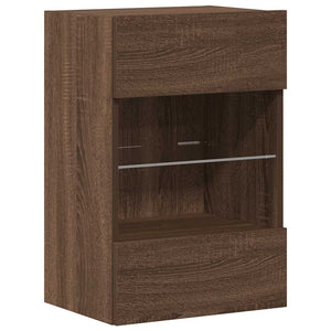 TV Wandschränke mit LED Braun Eiche 2er Set