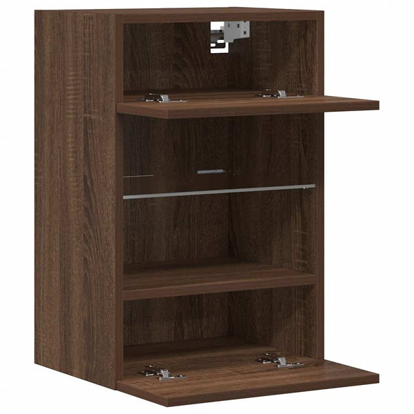 TV Wandschränke mit LED Braun Eiche 2er Set