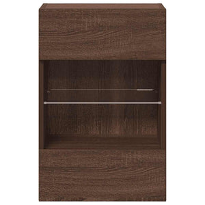 TV Wandschränke mit LED Braun Eiche 2er Set