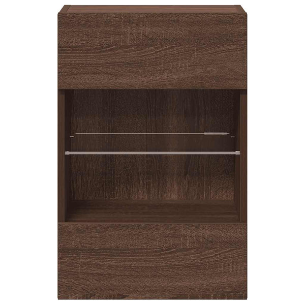 TV Wandschränke mit LED Braun Eiche 2er Set