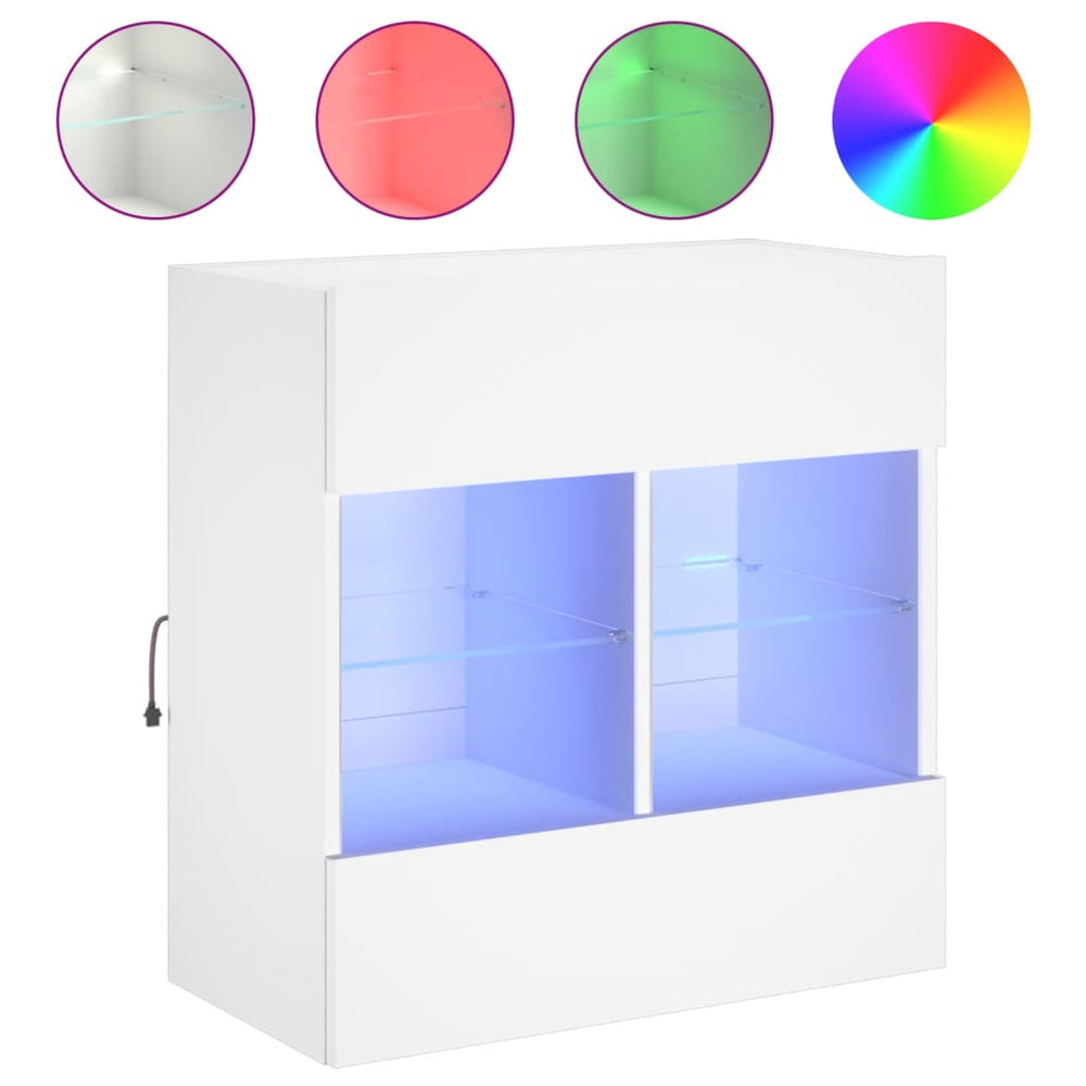 Meuble TV mural vidaXL avec lumières LED Blanc 58,5x30x60,5 cm