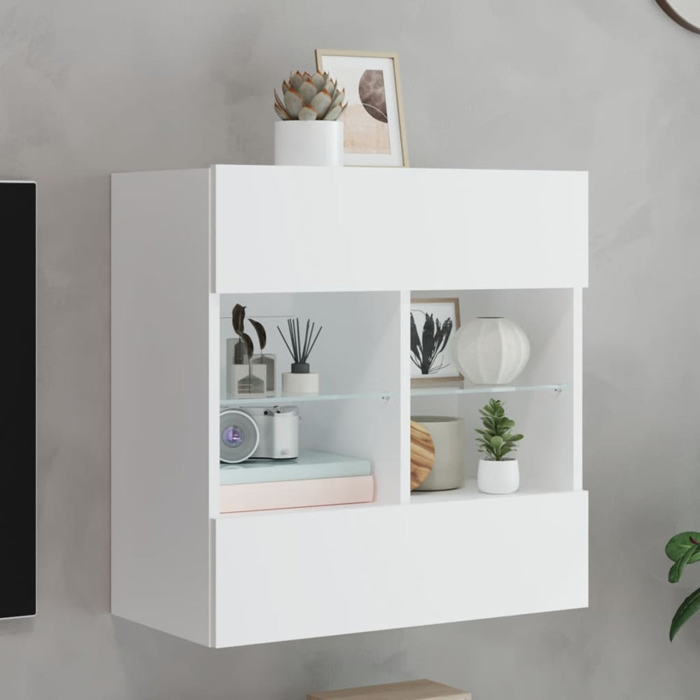 Meuble TV mural vidaXL avec lumières LED Blanc 58,5x30x60,5 cm