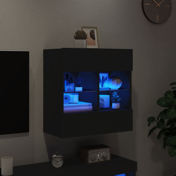 TV-Wandschrank mit LED Schwarz 58,5 cm