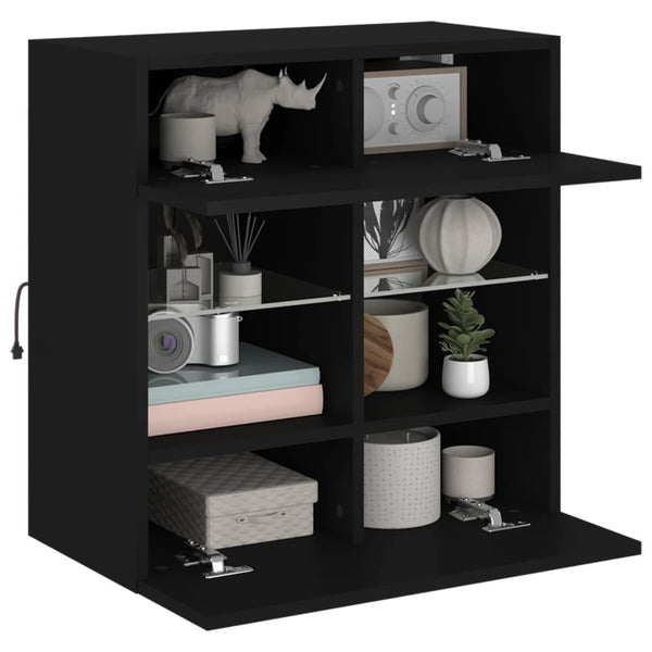 TV-Wandschrank mit LED Schwarz 58,5 cm