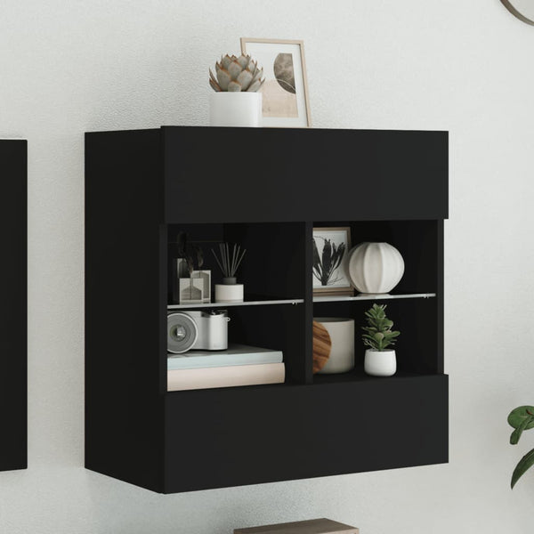 TV-Wandschrank mit LED Schwarz 58,5 cm