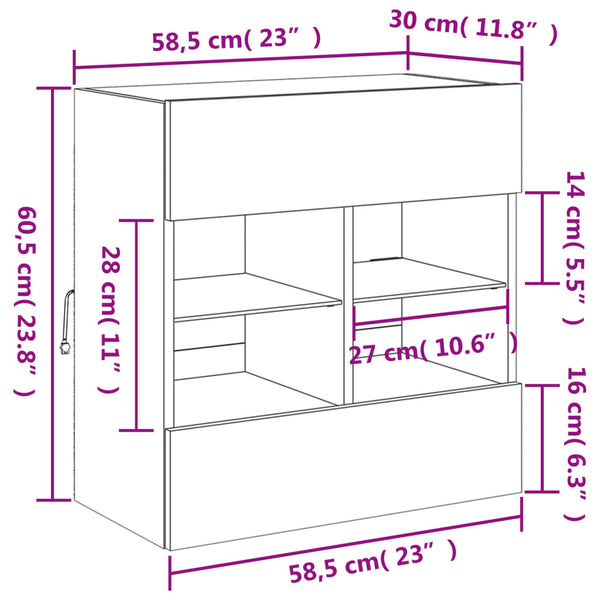 TV-Wandschrank mit LED Betongrau 58,5cm