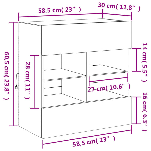 TV-Wandschrank Räuchereiche mit LED 58,5cm