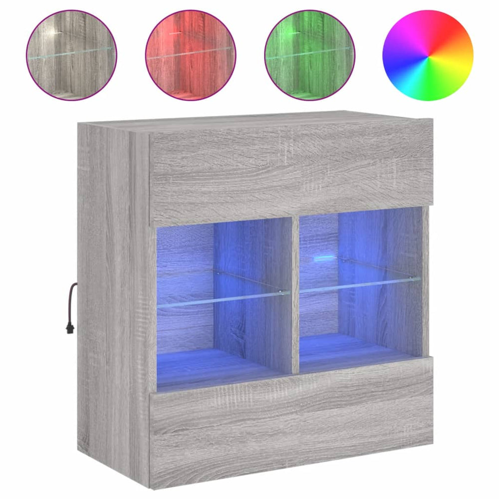 TV-Wandschrank Grau Sonoma mit LED