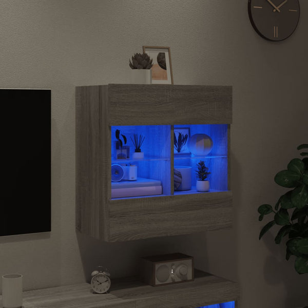 TV-Wandschrank Grau Sonoma mit LED