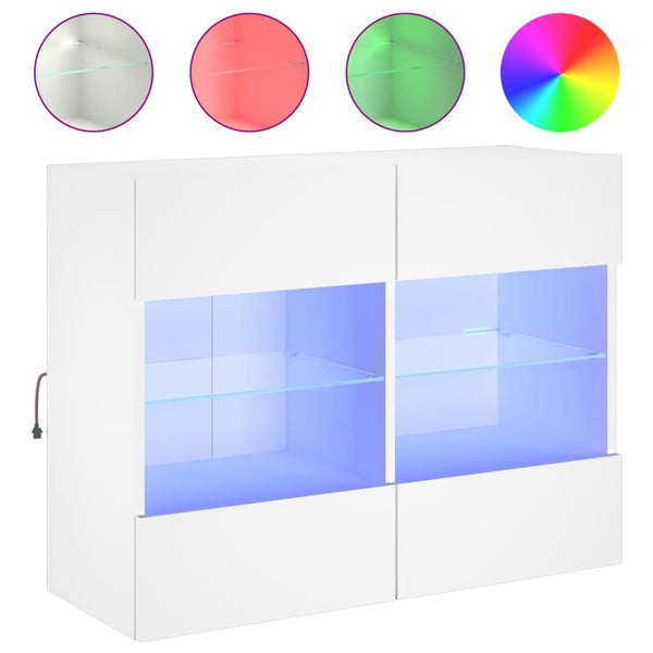 Weißer TV-Wandschrank mit LED